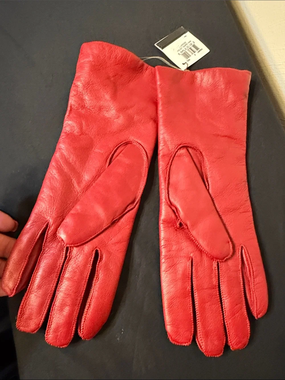 NWT Red leather Coach lined gloves size 8